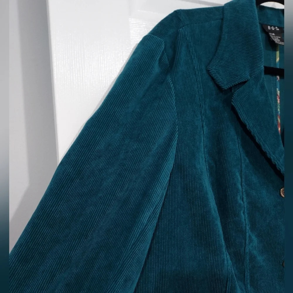RQT Teal Blue Corduroy Double Lapel Lightweight Jacket in Size XL - Picture 5 of 11